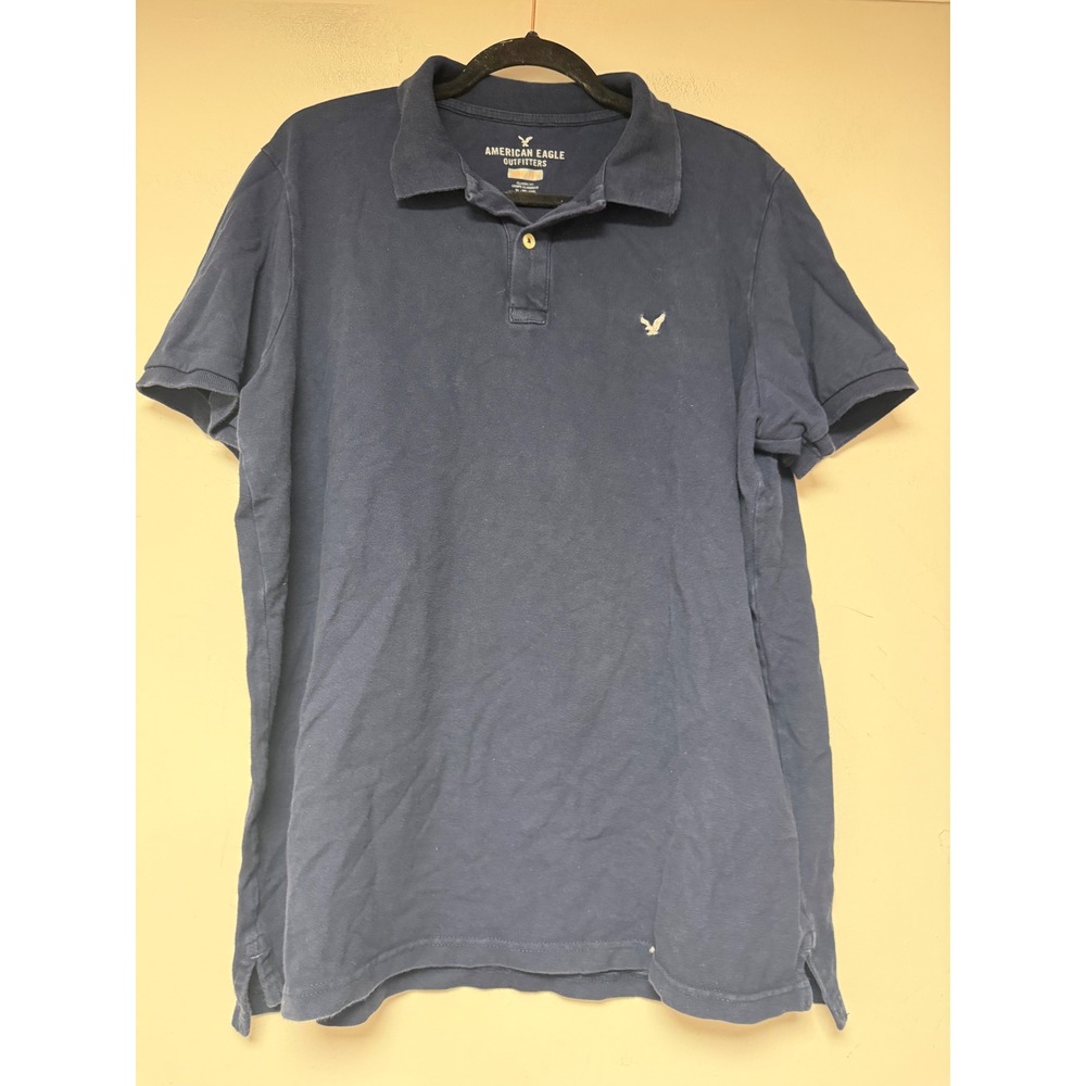 American Eagle Polo Shirt Mens XL Navy Blue Excellent Core Flex Classic Fit